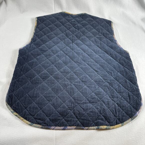 Protest Clothing Corduroy Quilted Vest Blue Plaid Flannel Lined 100% Cotton XL - Picture 12 of 14